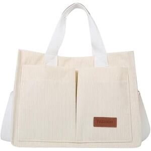 Last One  White Cute Corduroy Tote Bag for Women Satchel Handbag